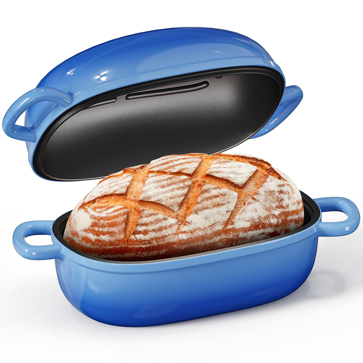 2.5QT Cast Iron Dutch Oven, Bread Loaf Pan for Sourdough Bread Baking
