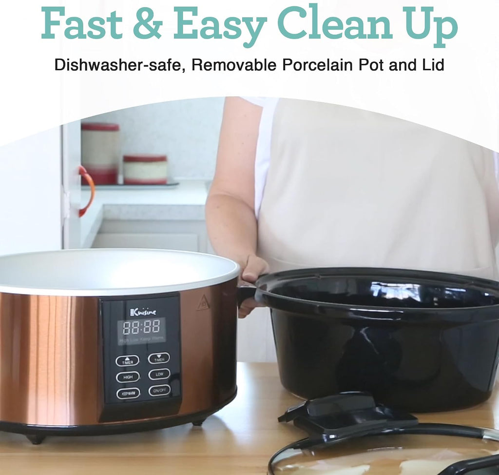 Euro Cuisine SCX6 Programmable Slow Cooker 6 Quart - Best Digital Slow Cooker for Large Family Meals, Smart Slow Cooker with Timer, Ideal for All Types of Recipes
