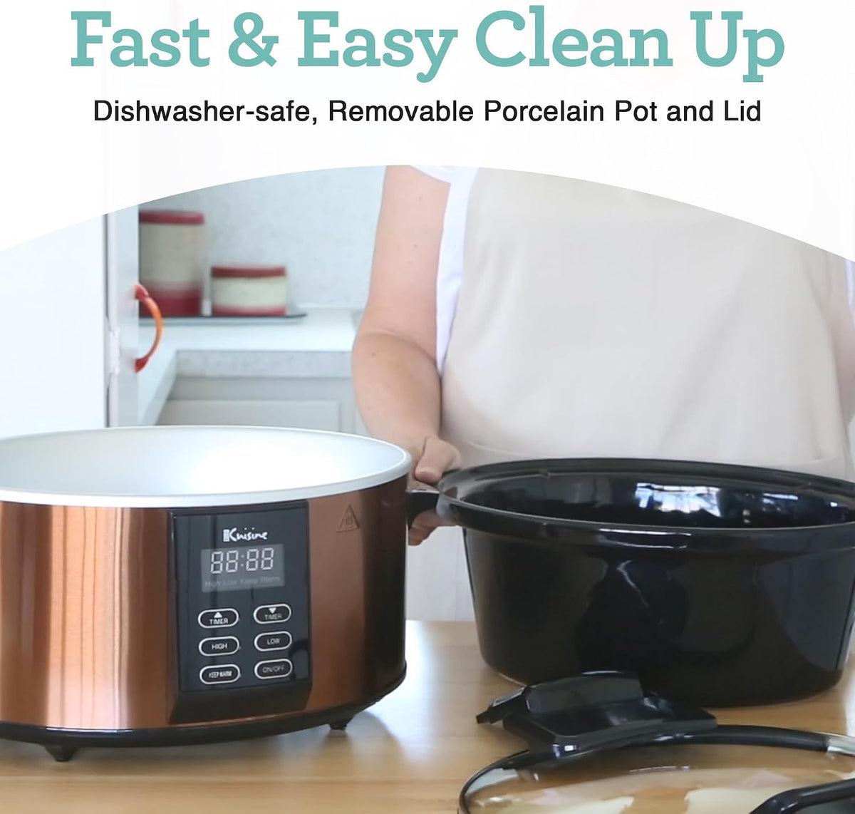 Euro Cuisine SCX6 Programmable Slow Cooker 6 Quart - Best Digital Slow Cooker for Large Family Meals, Smart Slow Cooker with Timer, Ideal for All Types of Recipes