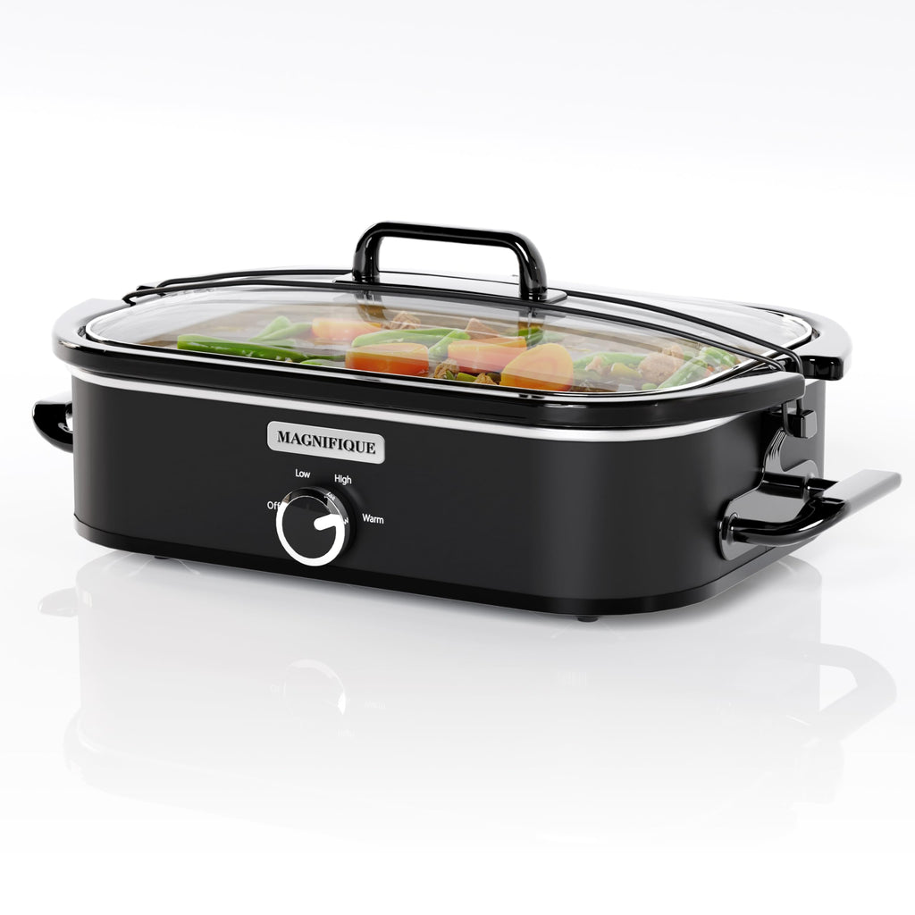 [NEW] MAGNIFIQUE 4-Quart Slow Cooker with Casserole Manual Warm Setting - Perfect Kitchen Small Appliance for Family Dinners, Dishwasher Safe Crock, Red