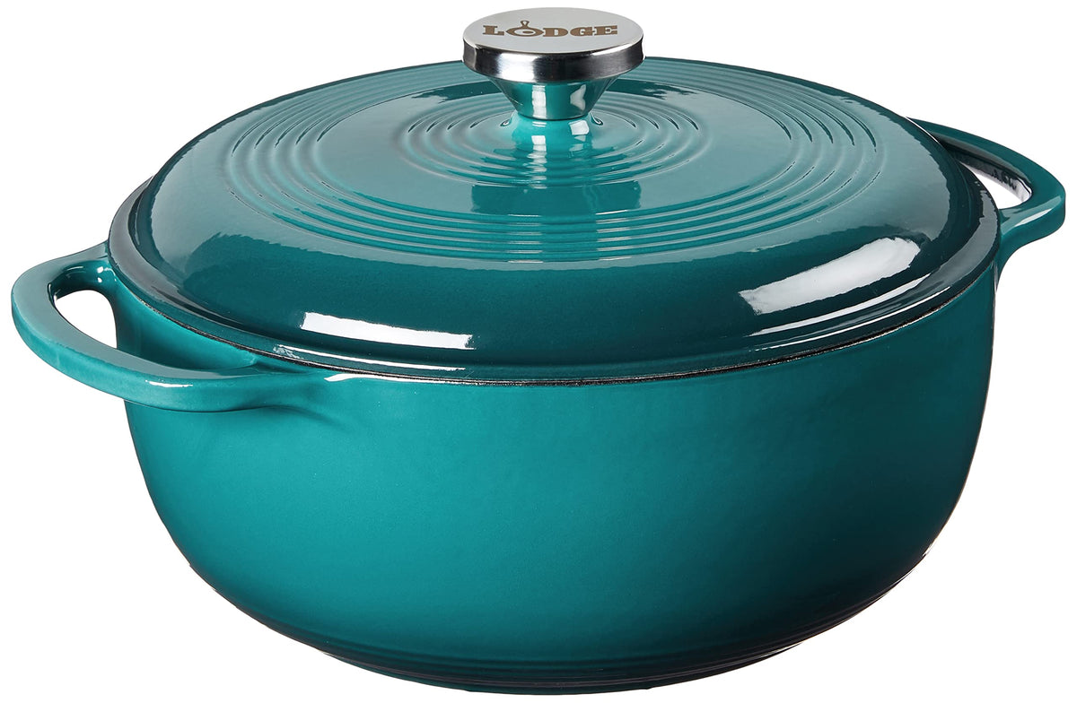 Lodge Essential Enamel Cast Iron Dutch Oven, 4.5 Quart, Caribbean Blue