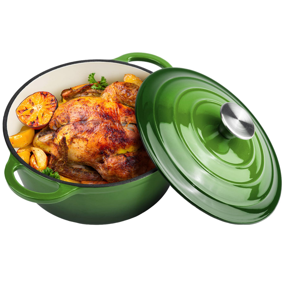 6 Quart Dutch Oven Enameled Cast Iron with Lid - Big Dual Handles - Oven Safe up to 500°F - Classic Round Pot for Versatile Cooking Cream