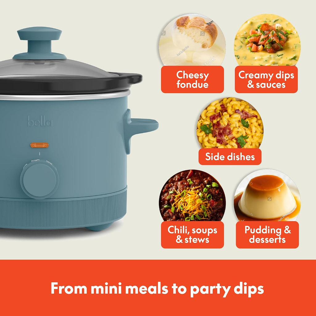 bella 1.5qt Manual Non-Toxic Slow Cooker with 3 Heat Settings, Surf