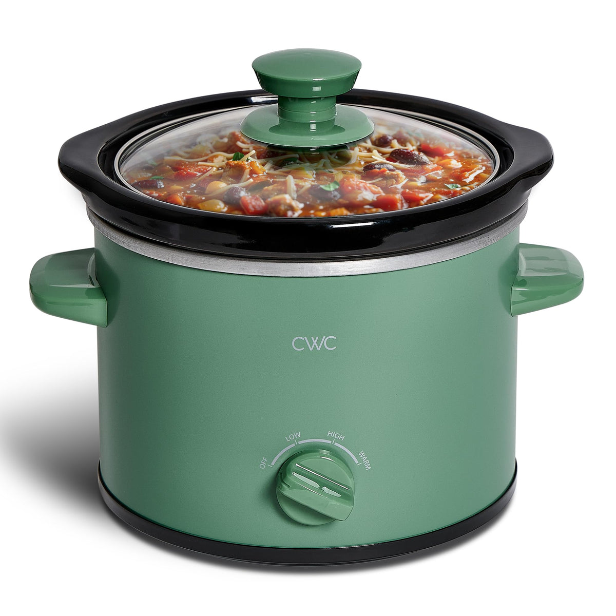 COOK WITH COLOR 2QT Mini Electric Round Slow Cooker - Adjustable Settings, Removable Stoneware Pot, Tempered Glass Lid, Dishwasher Safe, Cool-Touch Side Handles, Cream