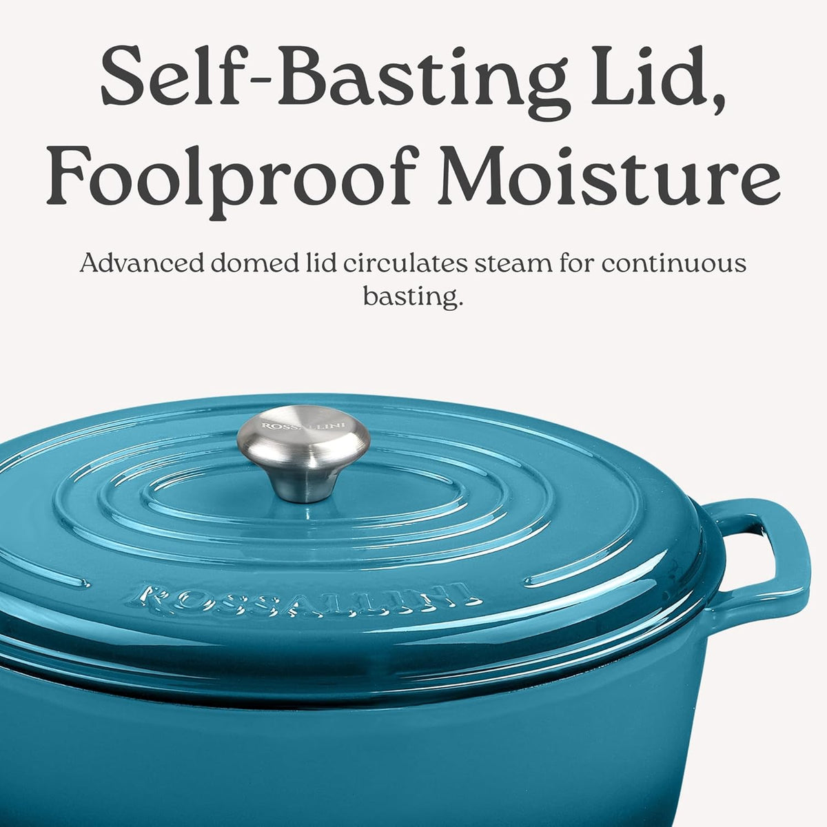 Rossallini Enameled Cast Iron Oval Dutch Oven Pot with Lid, 5 Quart, Sage