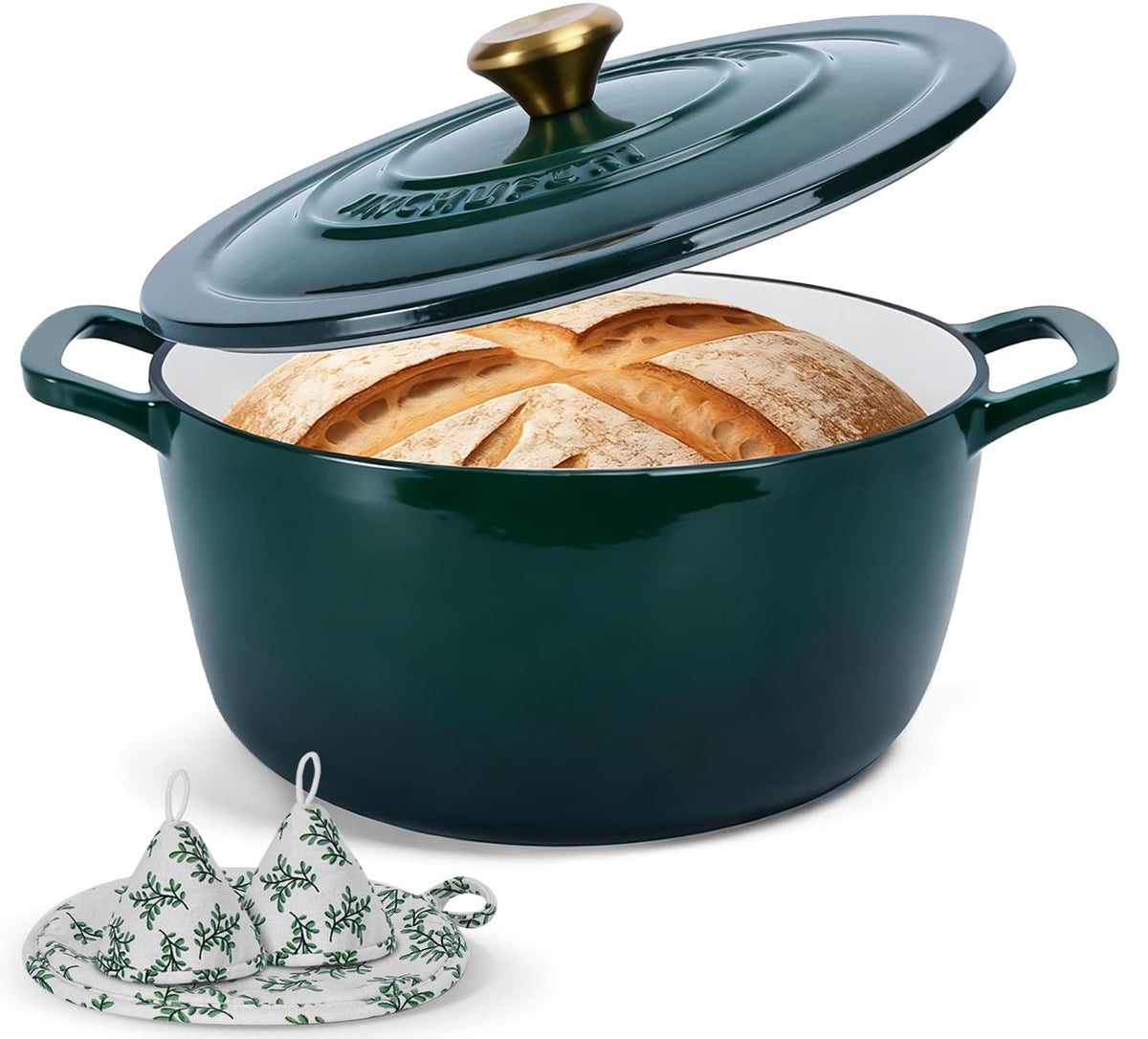 Enameled Cast Iron Dutch Oven 5 Qt with Lid, Red