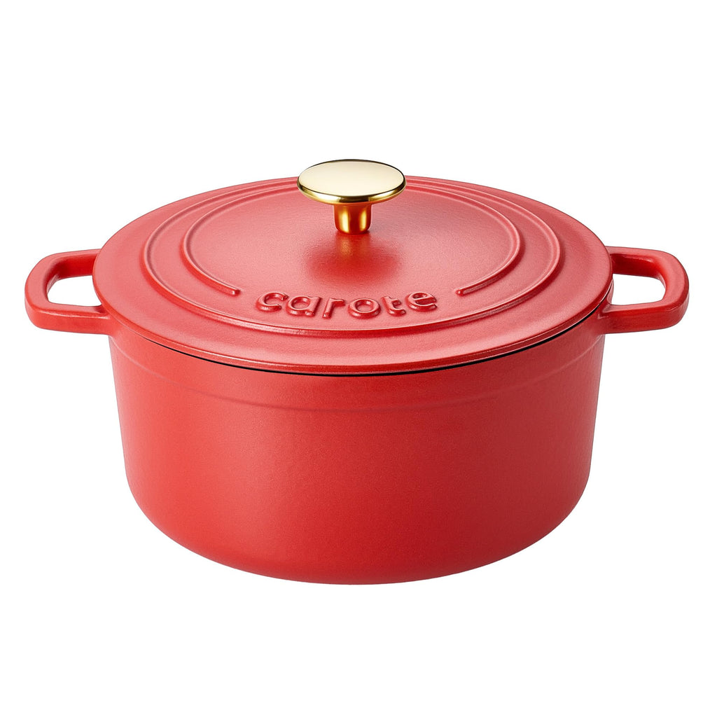 CAROTE Enameled Cast Iron Dutch Oven Pot with Lid, 4 QT Dutch Ovens, Heavy-Duty Cast Iron Pot for Sourdough Bread Baking, Braising, Stews, Roasting, Healthy & Non-Toxic, Dual Handles, All Stovetop Compatible, Oven Safe up to 500° F, Cream White