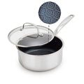 Blue Diamond Hybrid Nonstick Stainless Steel 12” Wok with Lid, PFAS-Free Ceramic Diamond Bond Stir-Fry Pan, Induction Ready, Dishwasher & Oven Safe, Metal Utensil Safe, Stay-Cool Handle, Silver