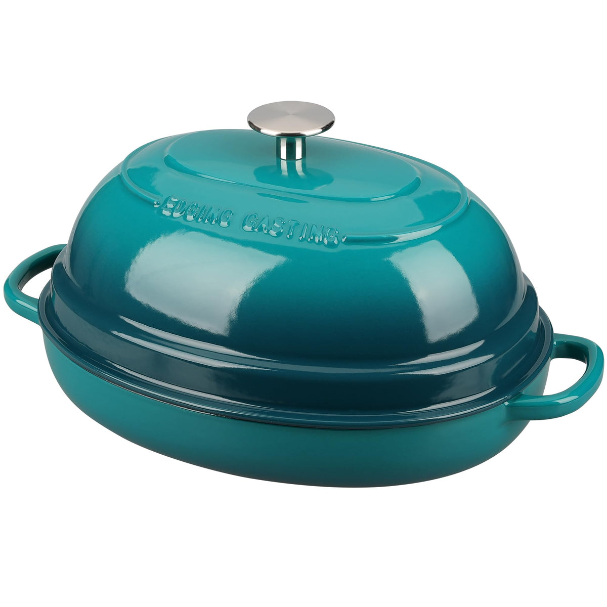 EDGING CASTING Enameled Oval Cast Iron Dutch Oven Pot with Lid, Bread Dutch Oven for Sourdough Bread Baking, Dutch Oven Bread, Bread Oven, 6QT, Seasalt