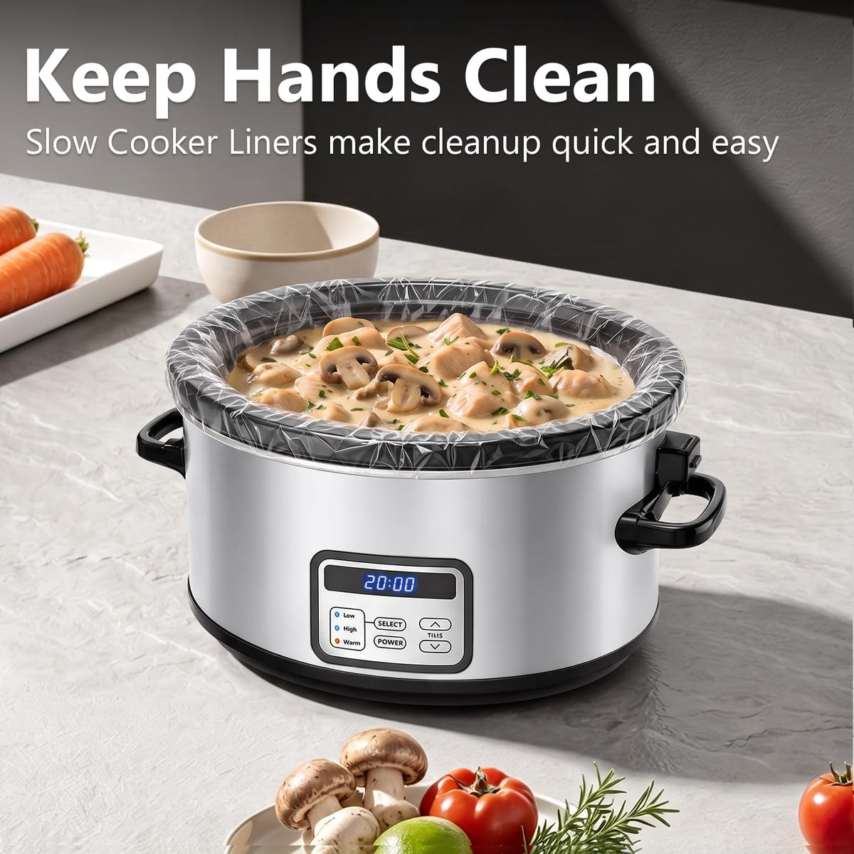 6 Quart Programmable Slow Cooker with Locking Lid, Adjustable Timer