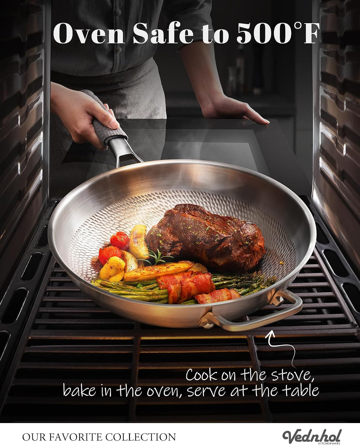Titanium Wok pans for cooking,13in Pure Titanium Hammered Pro pans, Non Stick Skillet for Cooking, Non-Toxic, PFAS/PFOA/PTFE Free Cookware, Dishwasher&Oven Safe, Kitchen Induction Compatible
