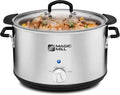 Magic Mill Extra Large 10 Quart Slow Cooker With Metal Searing Pot & Transparent Tempered Glass Lid