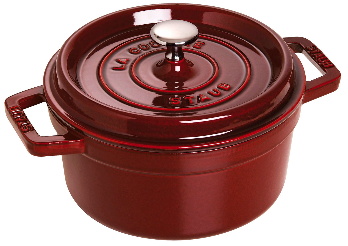 STAUB Cast Iron Round Cocotte, Dutch Oven, 2.75-quart, serves 2-3, Made in France, Cherry