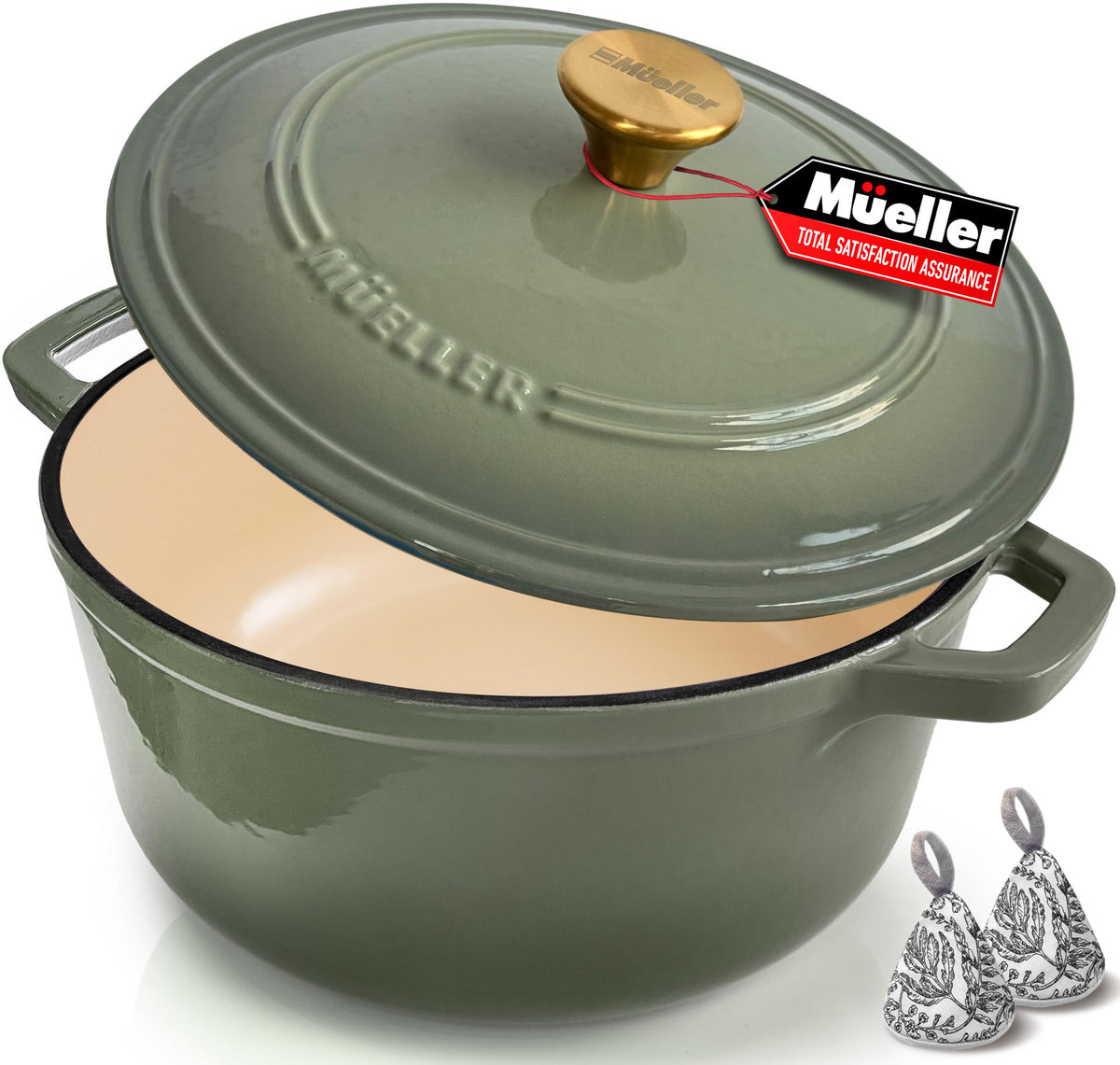 Mueller DuraCast 6 Quart Enameled Cast Iron Dutch Oven Pot with Lid
