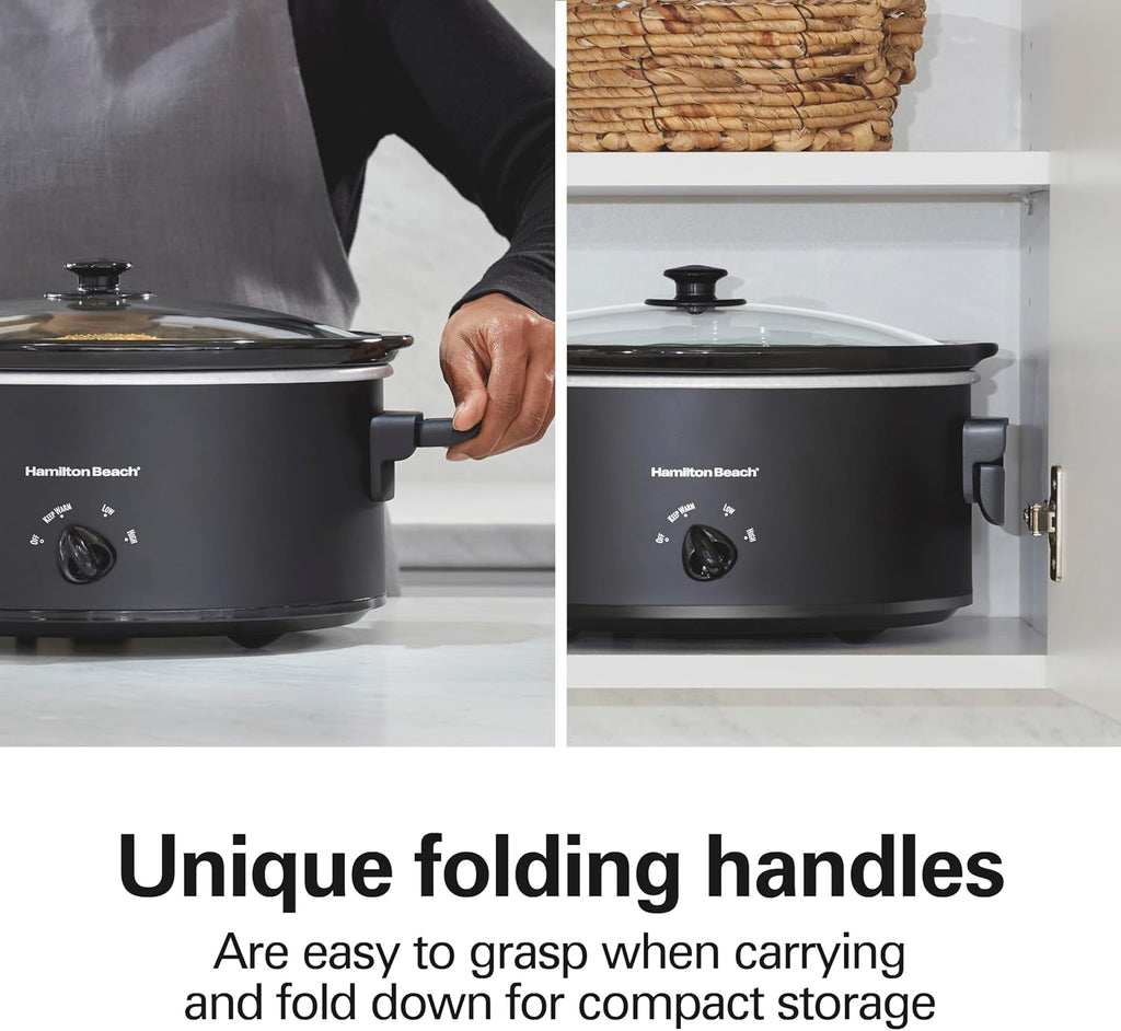 Hamilton Beach 6 Quart Slow Cooker With Space-Saving Folding Handles