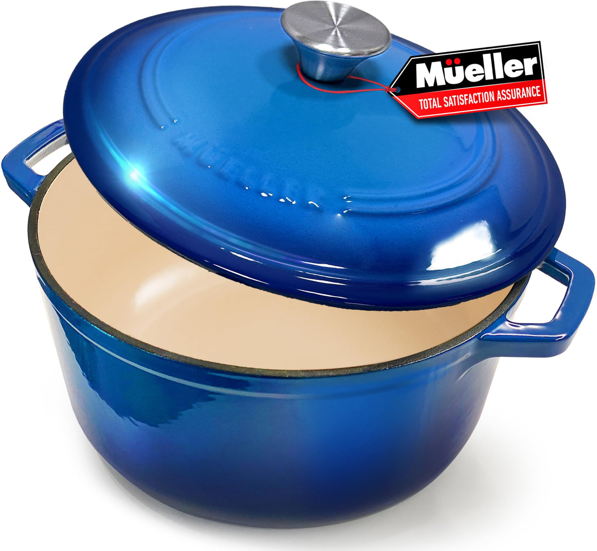 Mueller DuraCast 6 Quart Enameled Cast Iron Dutch Oven Pot with Lid