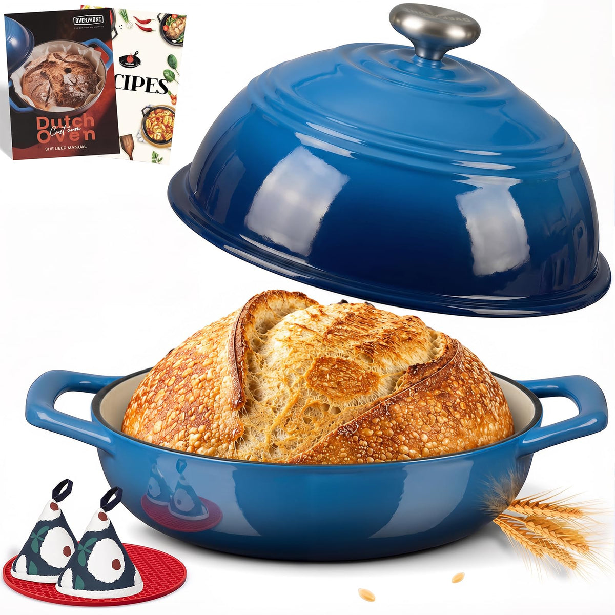 Overmont Enameled Cast Iron Dutch Oven, 6QT Bread Oven with Dome Lid Recipe
