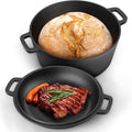 P&P CHEF 2 In 1 Red Dutch Oven Pot with Lid for Bread Baking, 5Qt