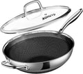 Wok Pan, 13-Inch Stainless Steel Woks & Stir-Fry Pans Nonstick with Lid
