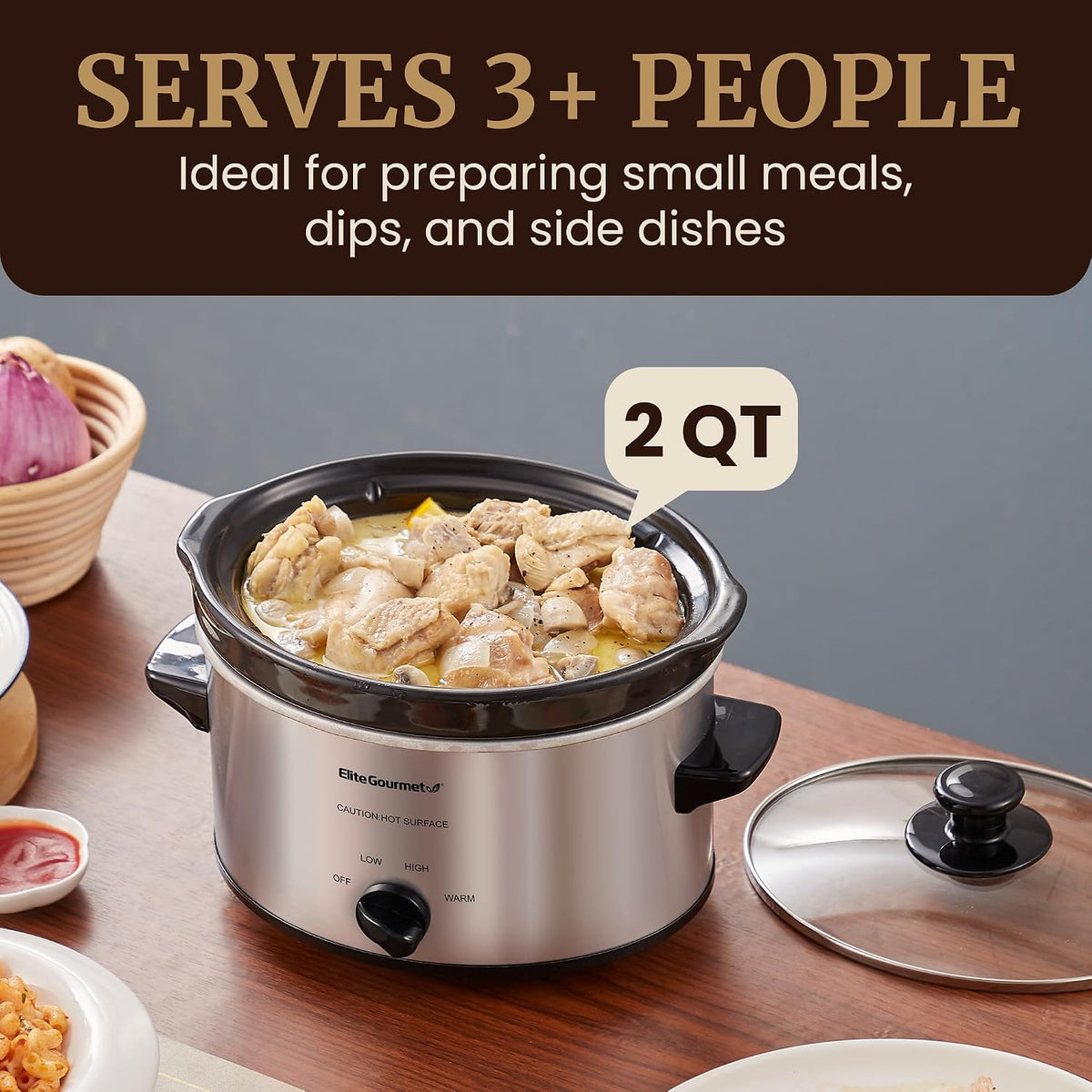 Maxi-Matic MST-275XS Electric Oval Slow Cooker, 2 Qt, Stainless Steel