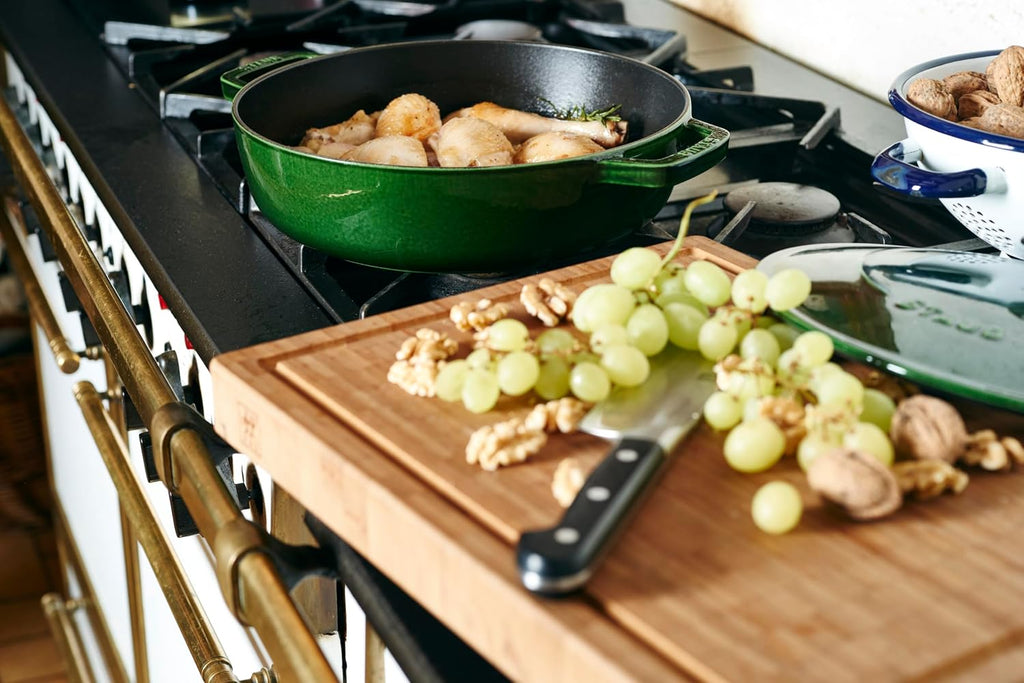 Staub Braiser 40511-478 Saute Pan, Basil Green, 11.0 inches (28 cm), Large, Both Handed, Enameled Pot, Shallow Type, Sukiyaki, Induction Compatible, Japanese Authentic Product