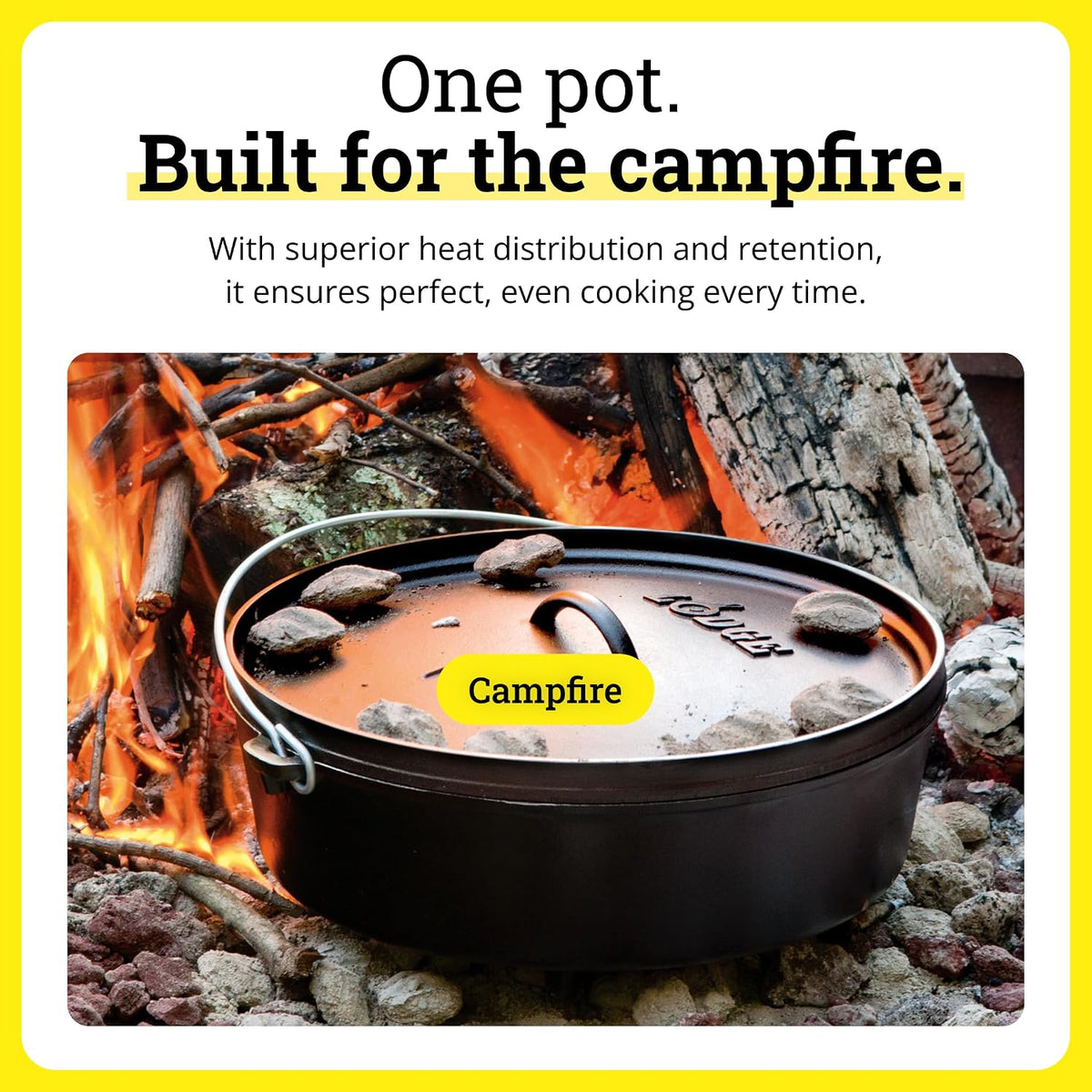 Lodge Pre-Seasoned Cast Iron Deep Camp Dutch Oven with Lid, 10 Quart