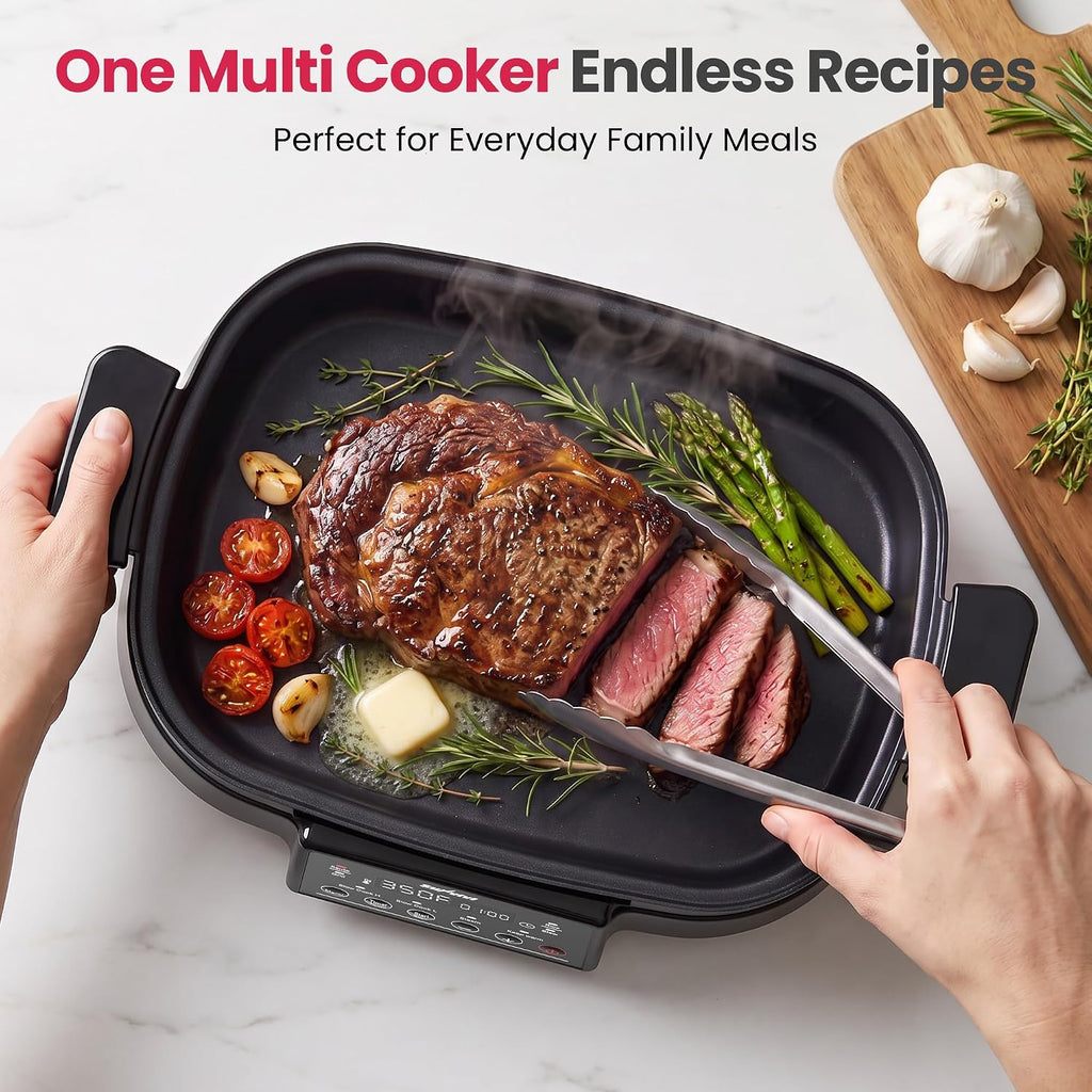 Sunvivi 8-in-1 Multi Cooker, 6.5QT Slow Cooker with Food Steamer