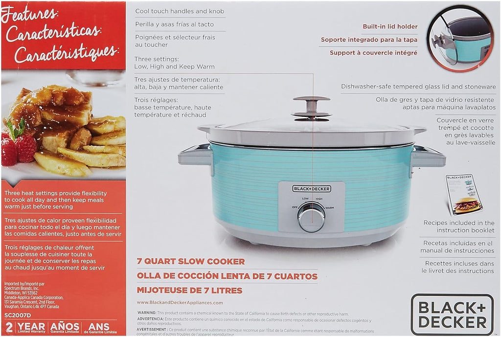 BLACK+DECKER 7-Quart Slow Cooker, Teal