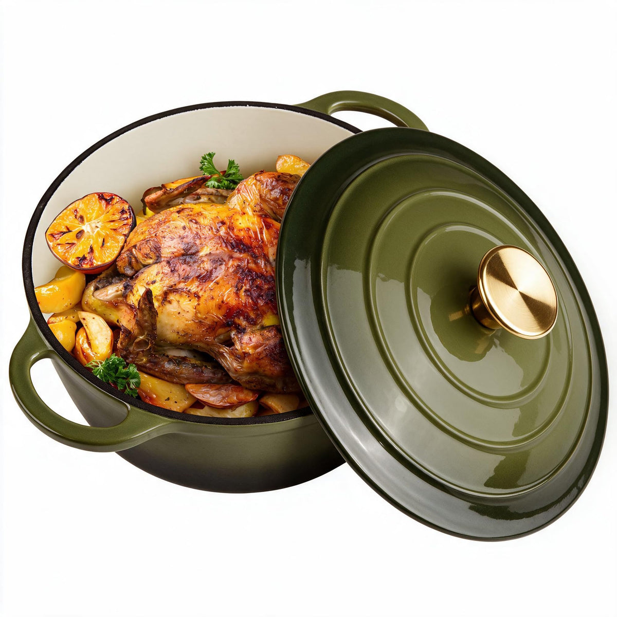 6 Quart Dutch Oven Enameled Cast Iron with Lid - Big Dual Handles - Oven Safe up to 500°F - Classic Round Pot for Versatile Cooking Cream