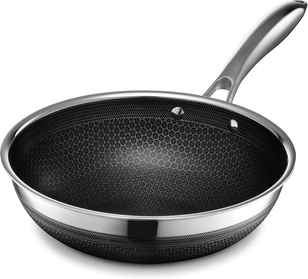 HexClad 10" Hybrid Nonstick Wok, Dishwasher and Oven Safe, Induction-Ready