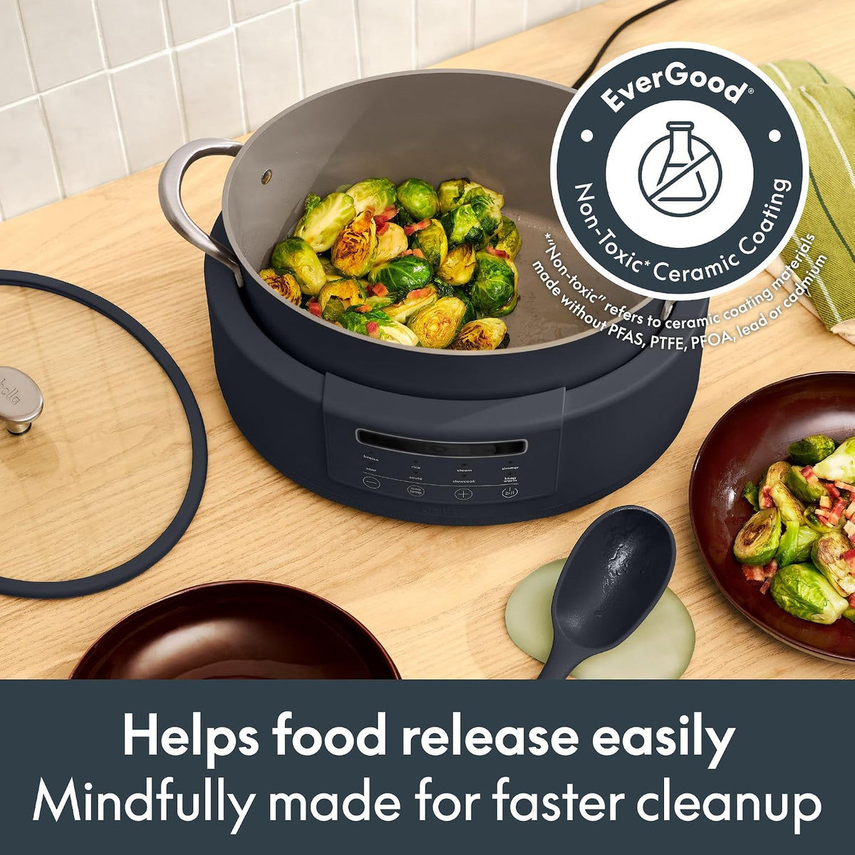 bella Multi 10-in-1 7qt MultiCooker, Non-Toxic, Nonstick Coating, Slate