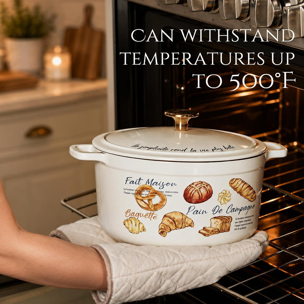 CAROTE Enameled Cast Iron Dutch Oven, 5QT Pot with Lid & Gift Box
