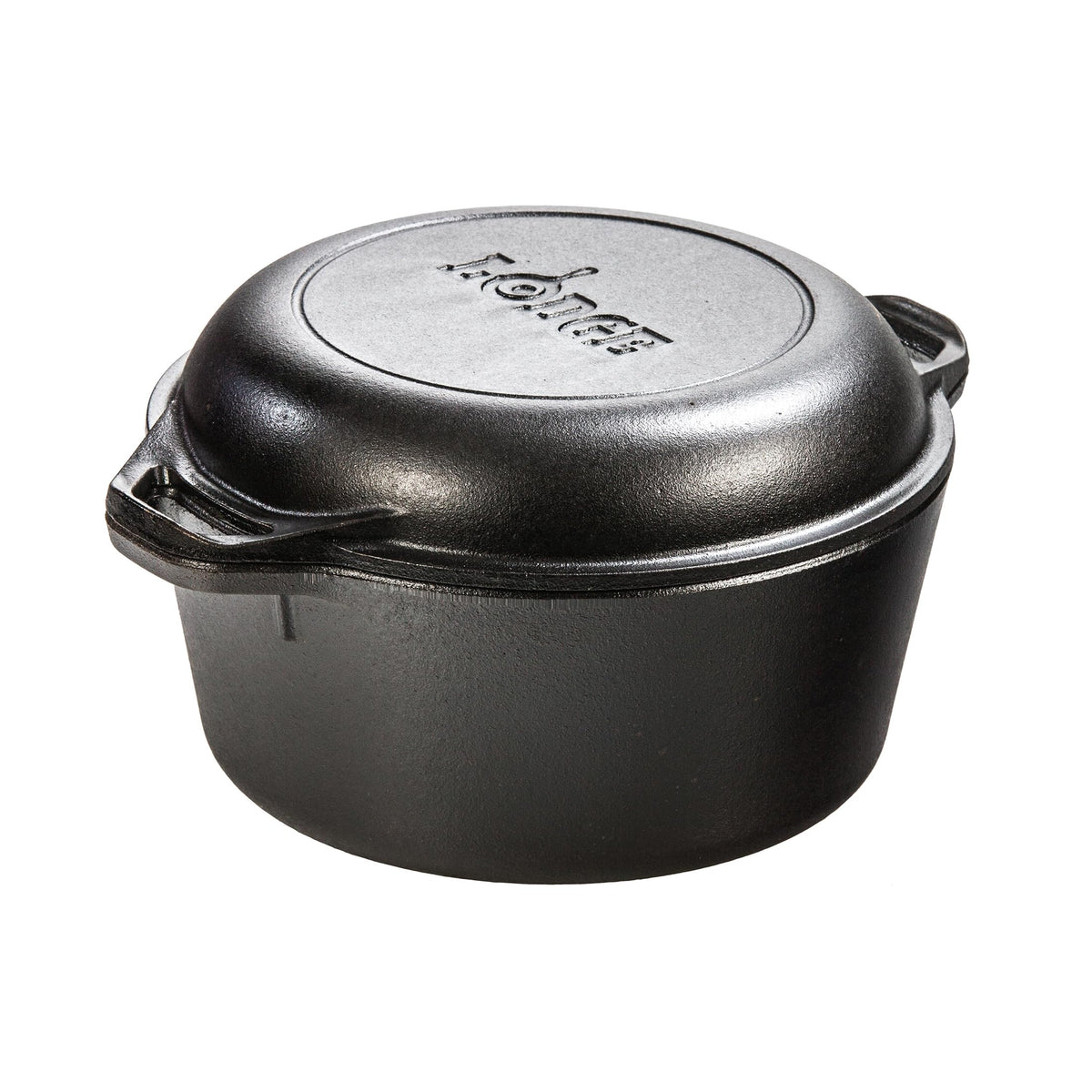 Lodge Cast Iron Double Dutch Oven, 2-in-1 Pot and Skillet Combo, 5 Quart
