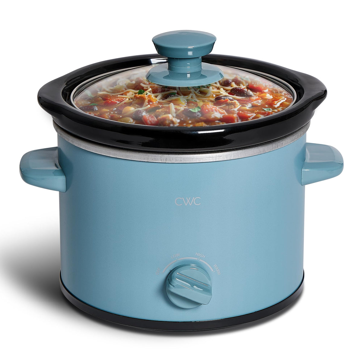 COOK WITH COLOR 2QT Mini Electric Round Slow Cooker - Adjustable Settings, Removable Stoneware Pot, Tempered Glass Lid, Dishwasher Safe, Cool-Touch Side Handles, Cream
