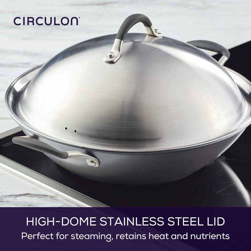 Circulon A1 Series Nonstick Induction Wok with Lid, 14-Inch, Graphite