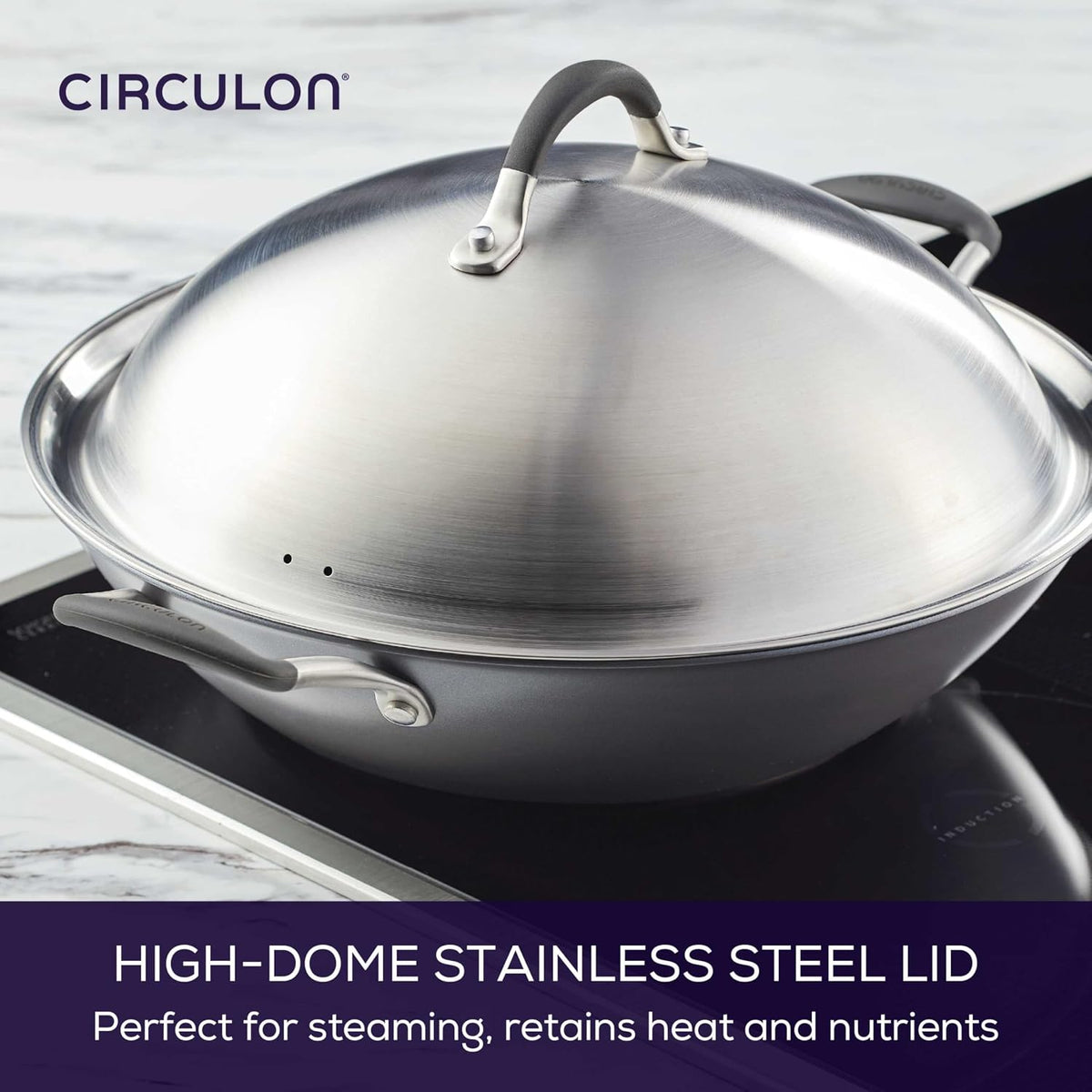 Circulon A1 Series Nonstick Induction Wok with Lid, 14-Inch, Graphite