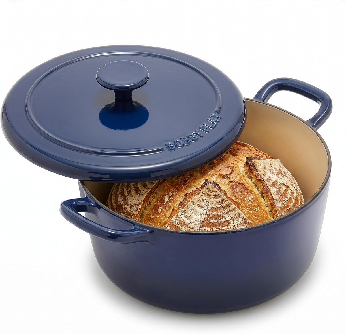 GreenPan x Bobby Flay 5.5QT Enameled Cast Iron Dutch Oven With Lid, Navy