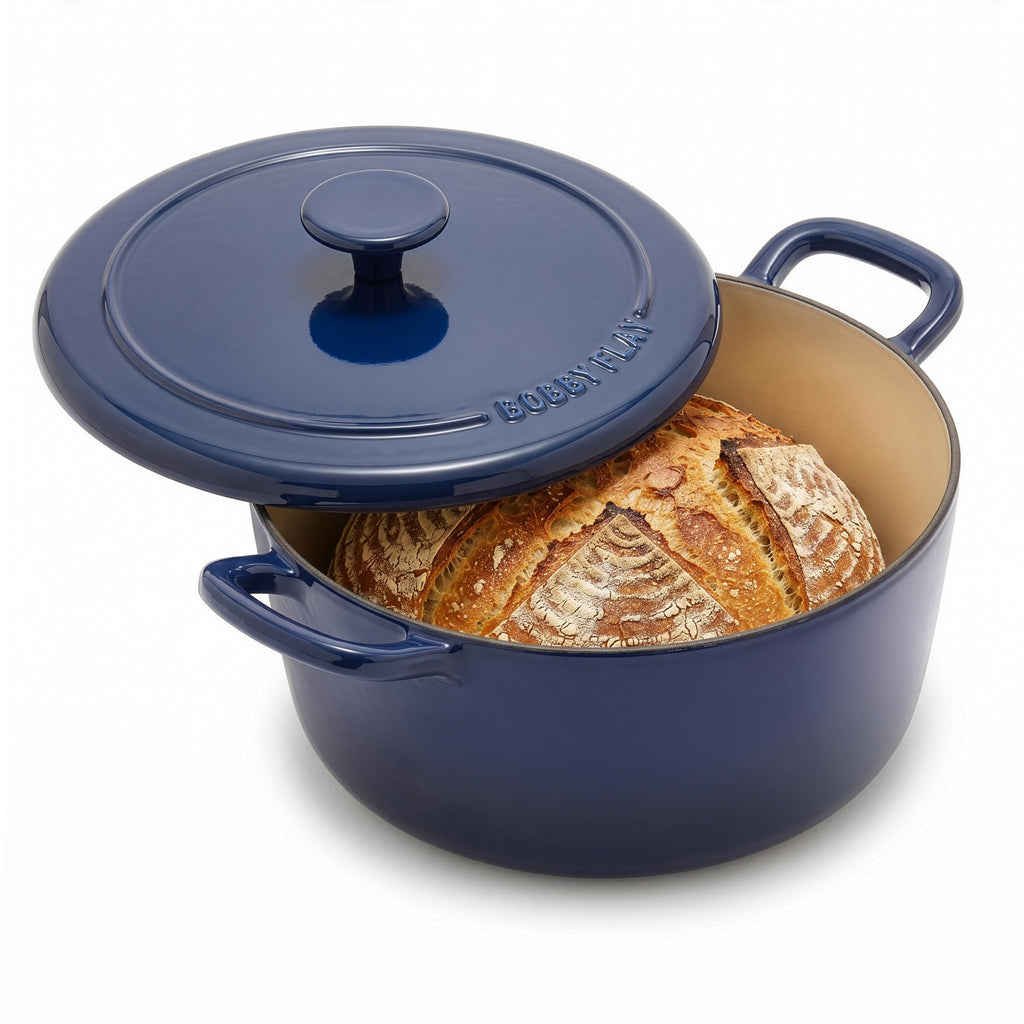 GreenPan x Bobby Flay 5.5QT Enameled Cast Iron Dutch Oven With Lid, Navy