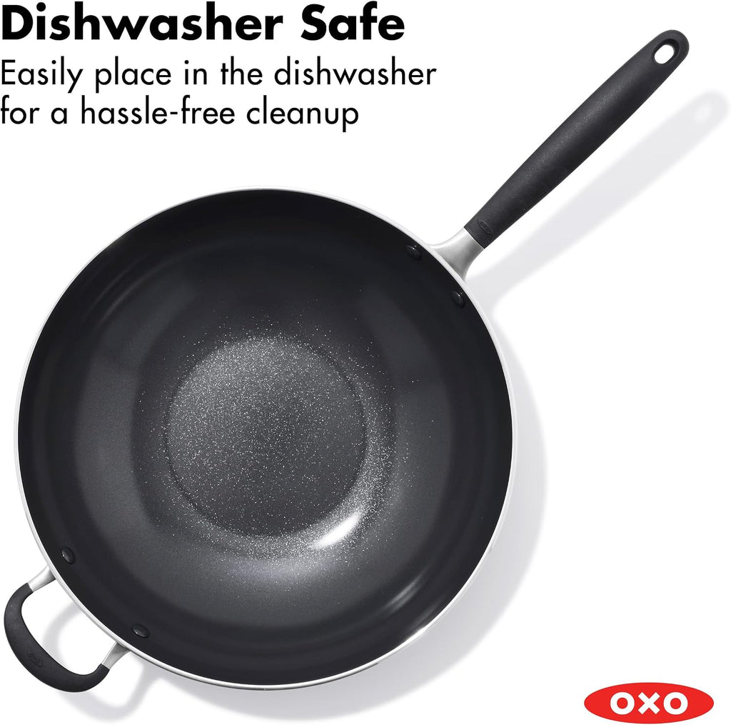 OXO 14” Non-Stick Every Day Wok Pan, BPA-Free Silicone Handle, Stir-Fry Skillet, Dishwasher & Oven Safe, Black