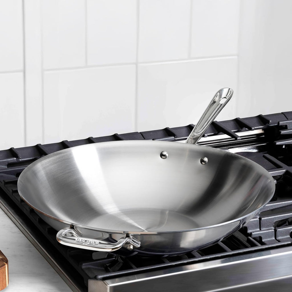 All-Clad D3® Stainless Steel 14" Wok Pan with Lid, Made in the USA