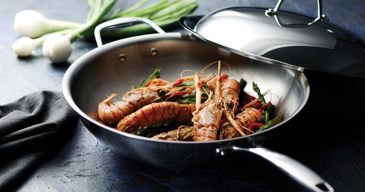 Tramontina Signature Tri-Ply Clad Stainless Steel 12.5-Inch Wok with lid