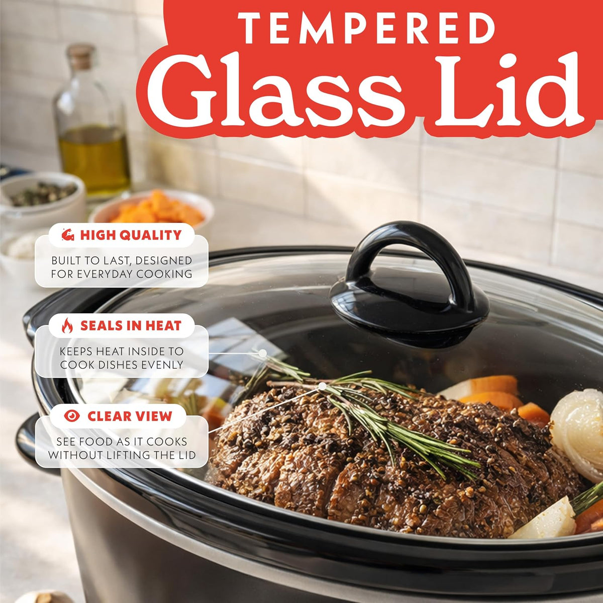 Gourmia Slow Cooker – 6 Quart, Manual Controls, Removable Stoneware, Black
