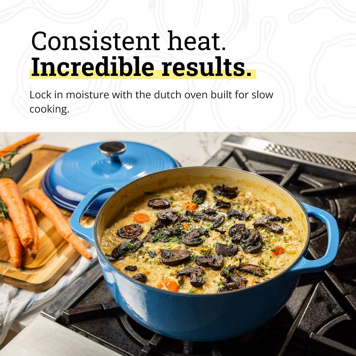 Lodge Essential Enamel Cast Iron Dutch Oven, 6 Quart, Caribbean Blue