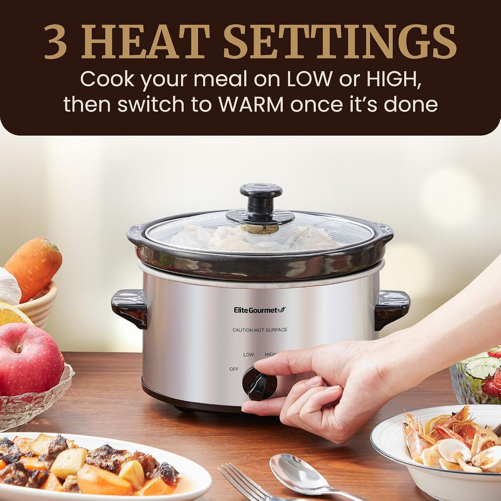 Maxi-Matic MST-275XS Electric Oval Slow Cooker, 2 Qt, Stainless Steel