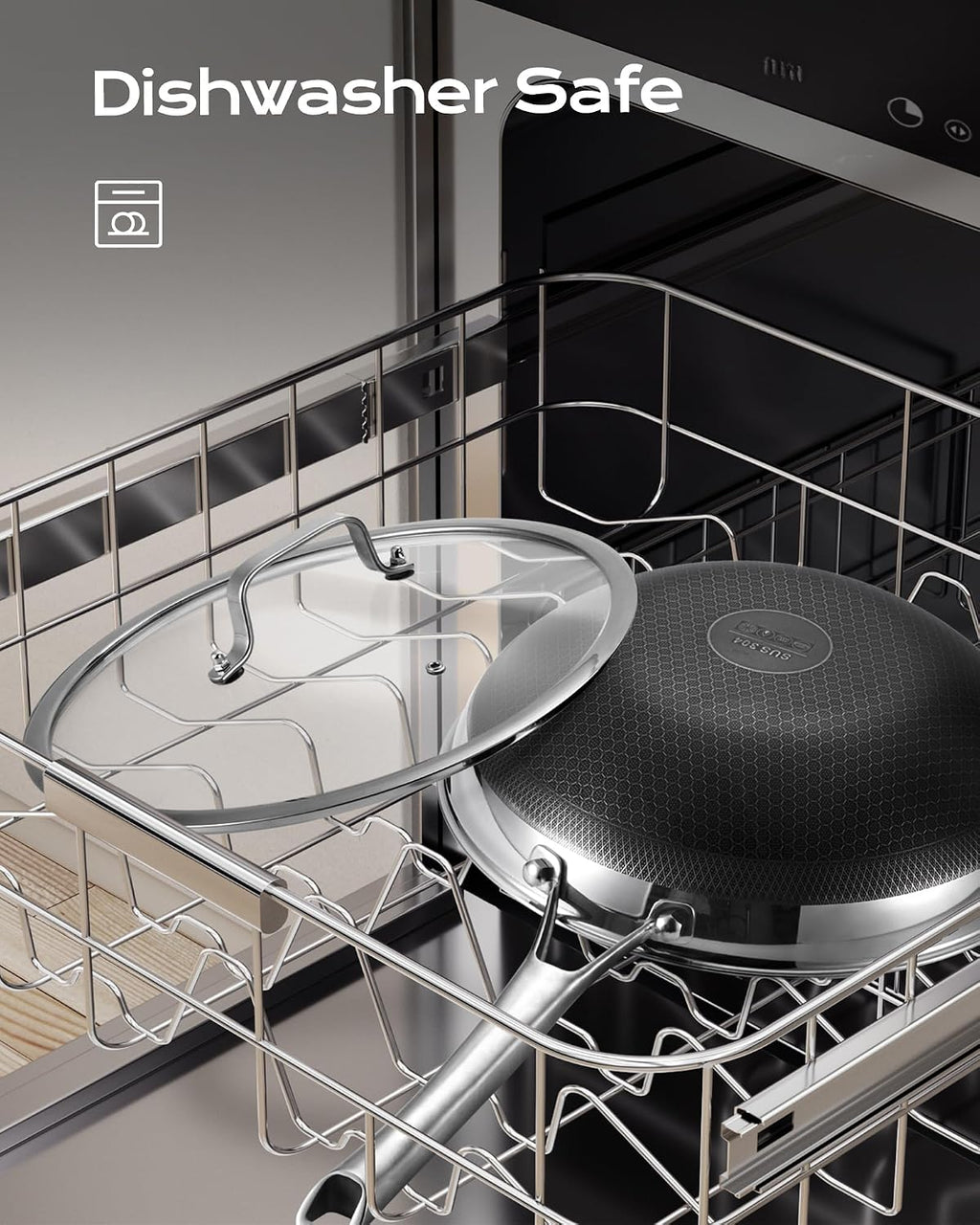 Wok Pan,12 Inch Hybrid Wok with Lid