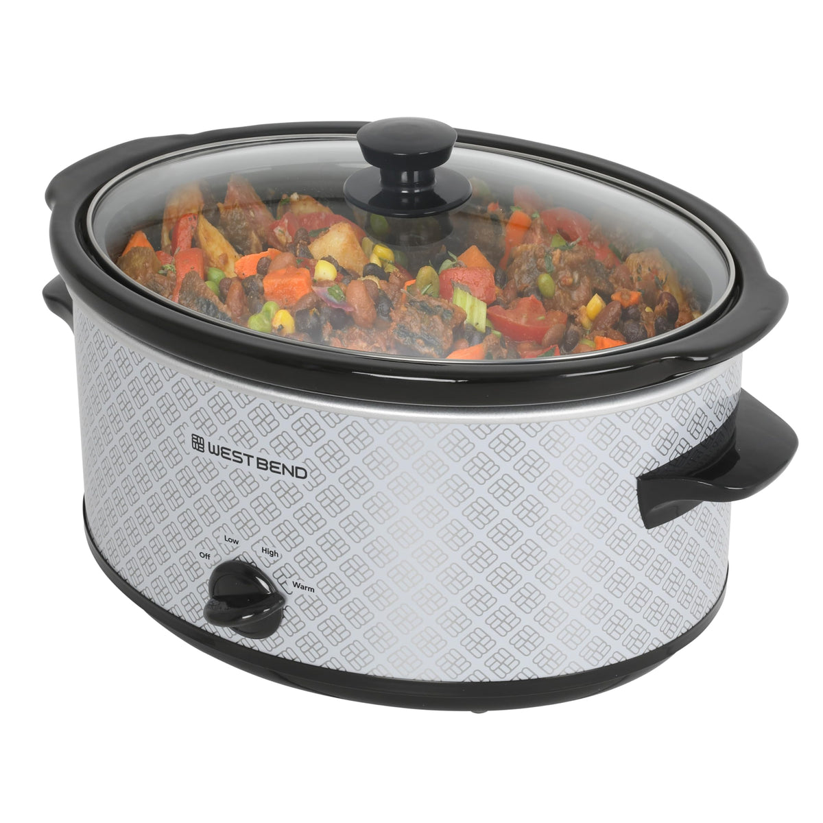 West Bend Slow Cooker 6-Quart Manual Crockery Style with Dishwasher Safe Oval Ceramic Crockpot and Glass Lid Two Temperature Settings Plus Keep Warm, 330-Watts, Black