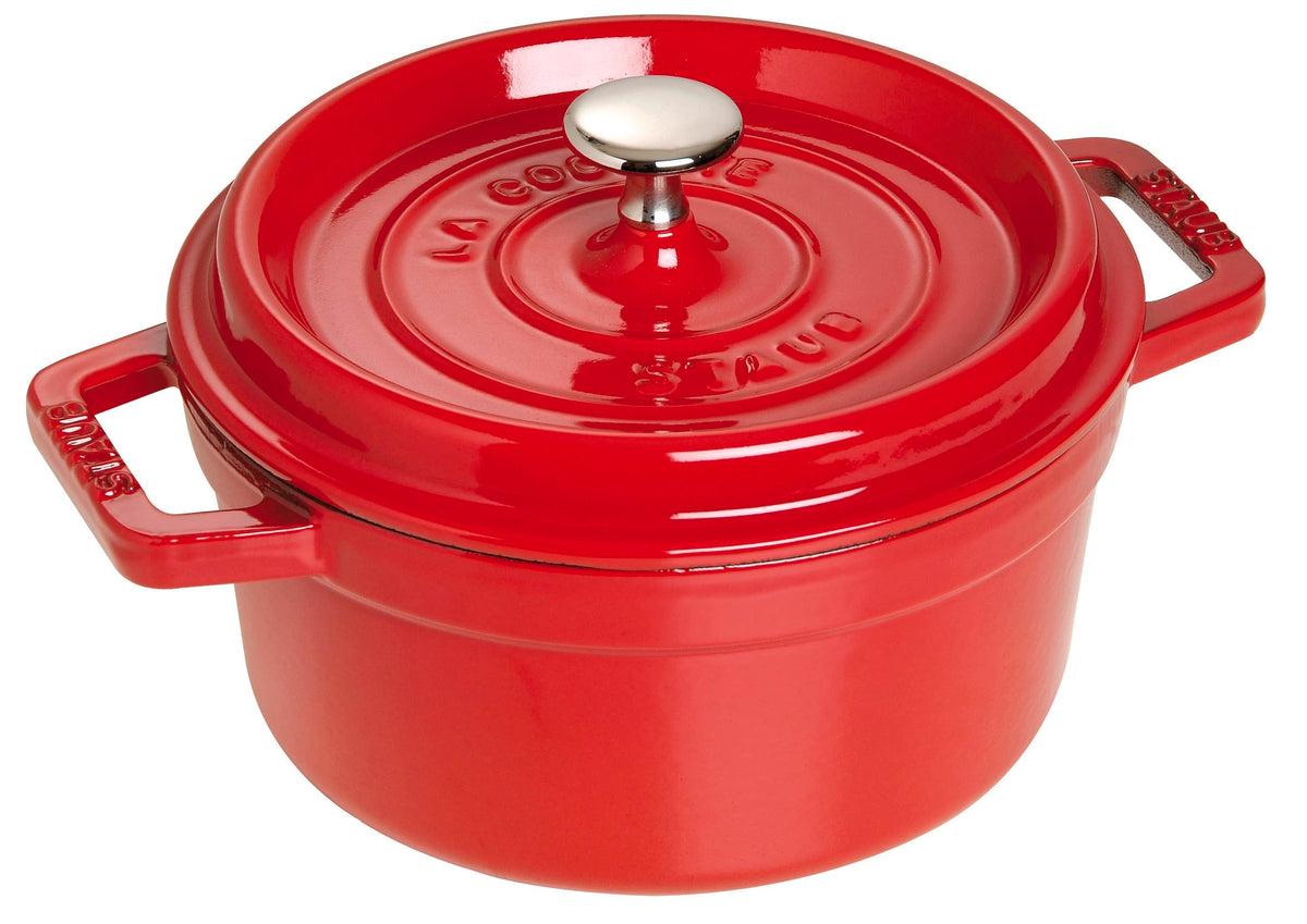 STAUB Cast Iron Round Cocotte, Dutch Oven, 2.75-quart, serves 2-3, Made in France, Cherry
