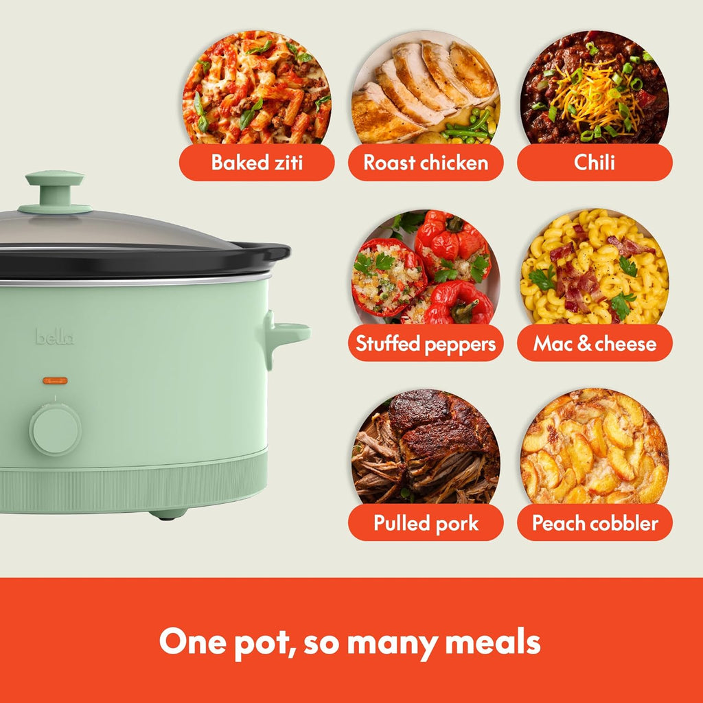 bella 6qt Manual Non-Toxic Slow Cooker with Cord Storage, Seaglass