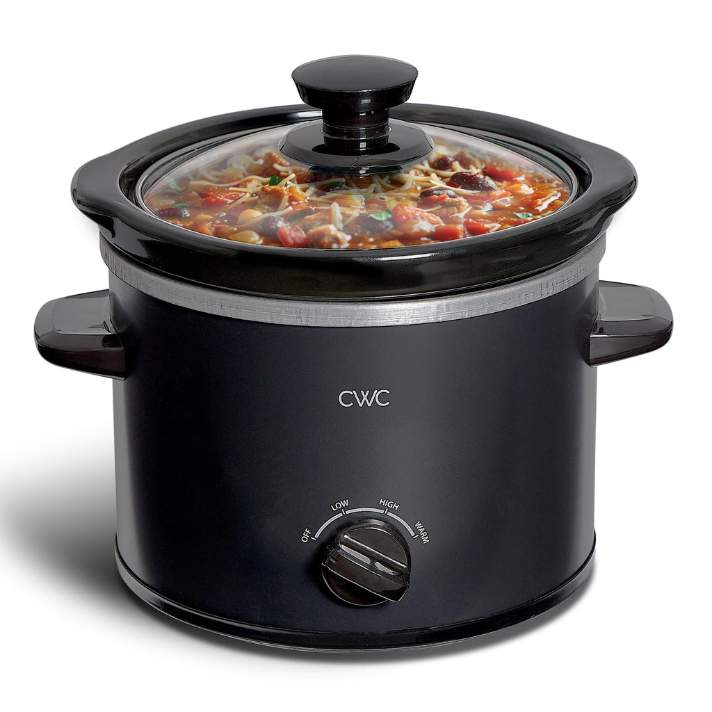 COOK WITH COLOR 2QT Mini Electric Round Slow Cooker - Adjustable Settings, Removable Stoneware Pot, Tempered Glass Lid, Dishwasher Safe, Cool-Touch Side Handles, Cream