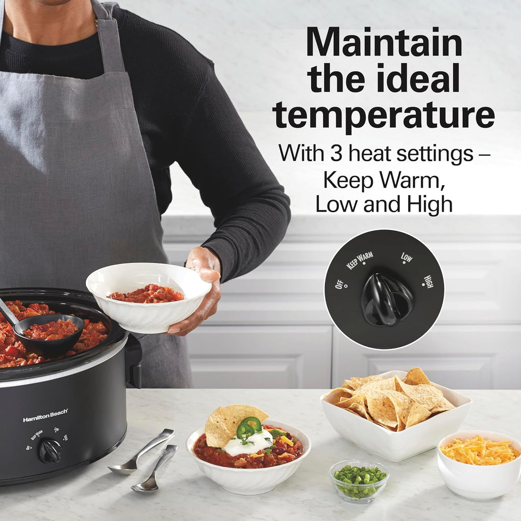 Hamilton Beach 6 Quart Slow Cooker With Space-Saving Folding Handles